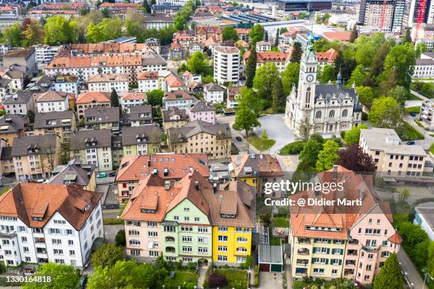 aerial view of a the st gallen city in swizerland - schweiz stadt stock-fotos und bilder