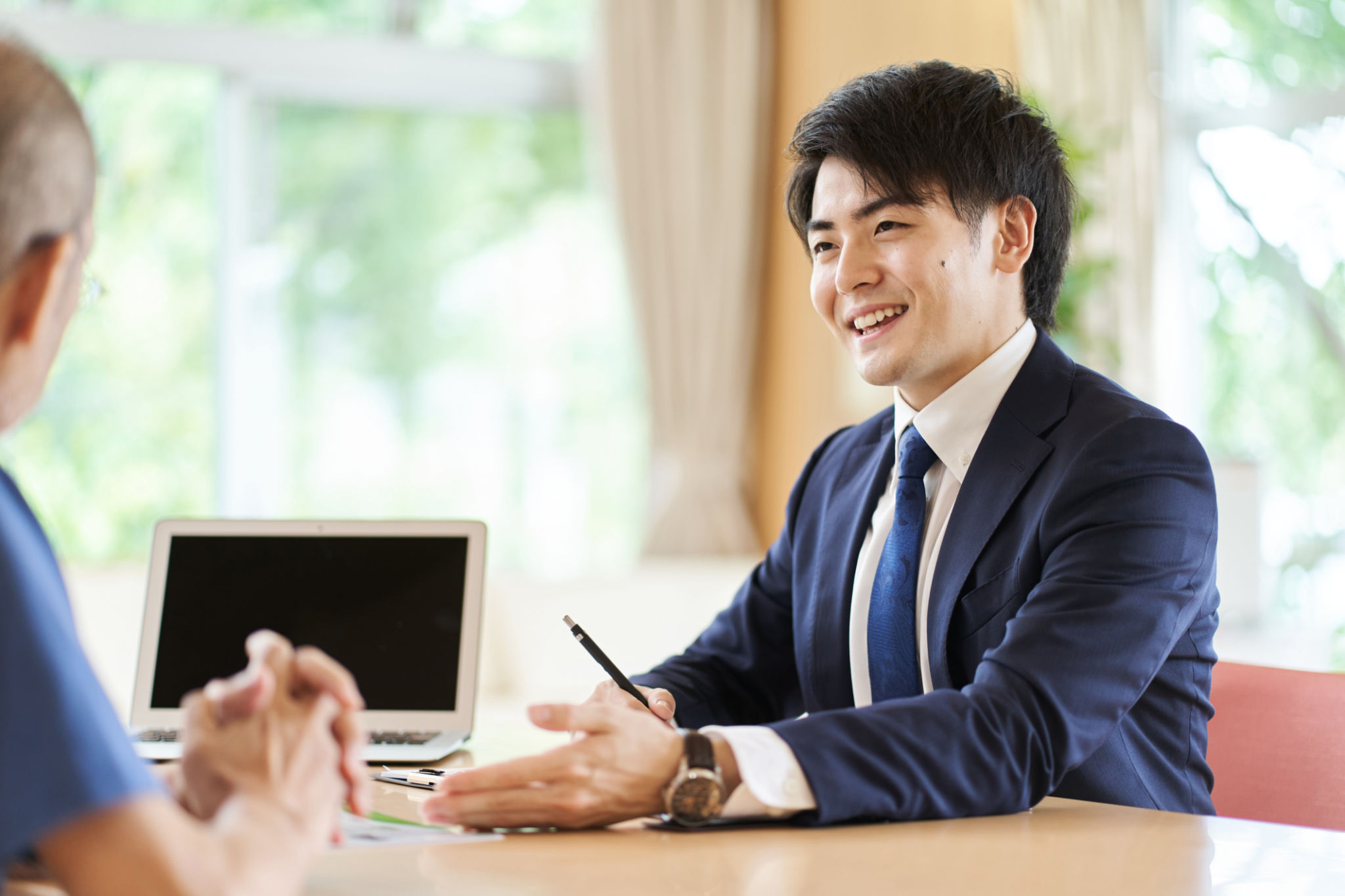 salesperson smiling