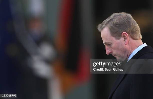 Irish Prime Minister Enda Kenny arrives at the Chancellery to meet with German Chancellor Angela Merkel on November 16, 2011 in Berlin, Germany. The...