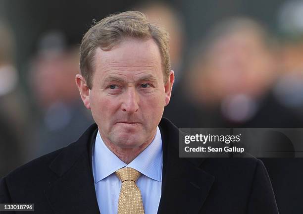 Irish Prime Minister Enda Kenny arrives at the Chancellery to meet with German Chancellor Angela Merkel on November 16, 2011 in Berlin, Germany. The...