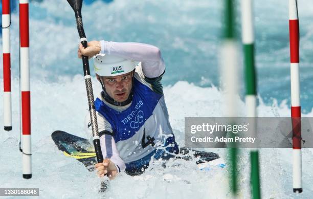 Lucien Delfour of Team Australia during training at the Kasai Canoe Slalom Center ahead of the Tokyo 2020 Olympic Games on July 22, 2021 in Tokyo,...