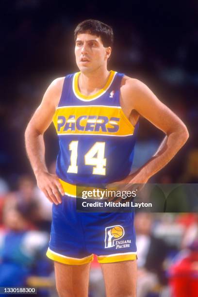 Randy Wittman of the Indiana Pacers looks on during a NBA basketball game against the Washington Bullets at the Capital Centre on February 18, 1990...