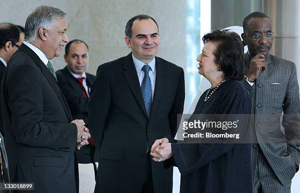 Shaukat Aziz, former prime minister of Pakistan, second from left, Erdem Basci, governor of Turkey's central bank, third from right, and Zeti Akhtar...