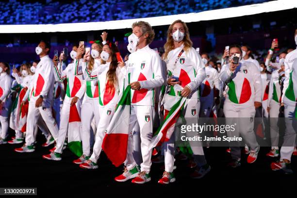 Team Italy during the Opening Ceremony of the Tokyo 2020 Olympic Games at Olympic Stadium on July 23, 2021 in Tokyo, Japan.