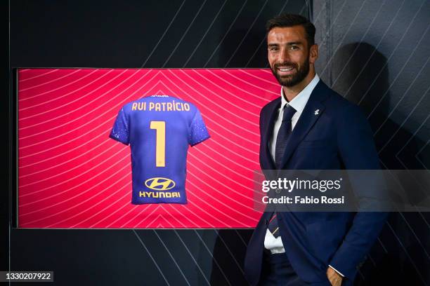 Rui Patricio looks on during his unveiling as new AS Roma signing at Centro Sportivo Fulvio Bernardini on July 23, 2021 in Rome, Italy.