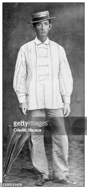 antike schwarz-weiß-fotografie: merchant, philippinen - handsome native american men stock-grafiken, -clipart, -cartoons und -symbole