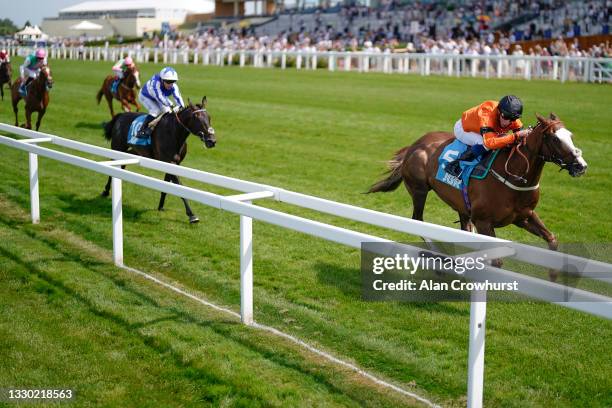 William Buick riding Speedo Boy win The John Guest Racing Brown Jack Handicap at Ascot Racecourse on July 23, 2021 in Ascot, England.