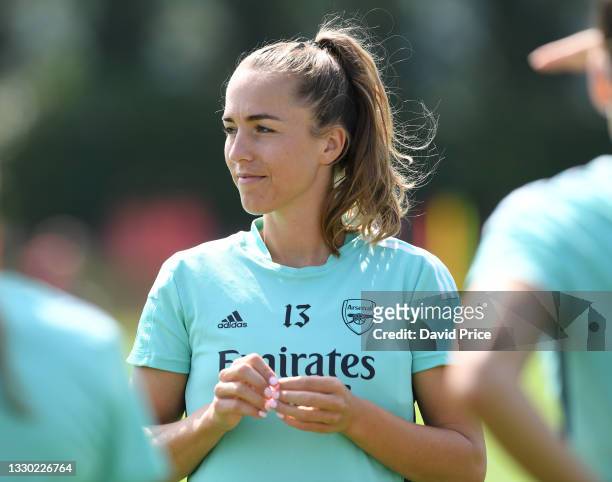 Lia Walti of Arsenal during the Arsenal Women's training session at London Colney on July 23, 2021 in St Albans, England.