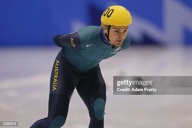Steven Bradbury of Australia competes in the men's 5000m relay during the Salt Lake City Winter Olympic Games on February 23, 2002 at the Salt Lake...