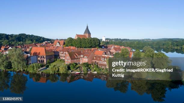 aerial view of the old town, moelln, schleswig-holstein, germany - mölln imagens e fotografias de stock