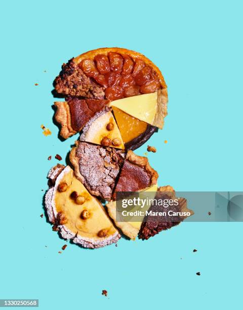 assorted pie slices - american pie stock pictures, royalty-free photos & images