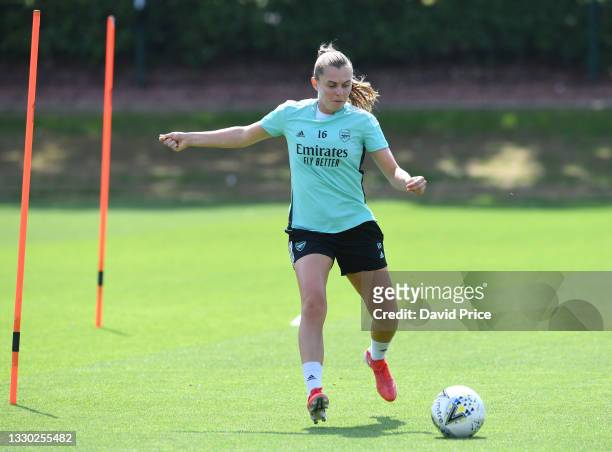 Noelle Maritz of Arsenal during the Arsenal Women's training session at London Colney on July 23, 2021 in St Albans, England.