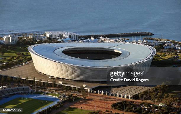 General view of the Cape Town Stadium after the British & Irish Lions captain's run at Cape Town Stadium on July 23, 2021 in Cape Town, South Africa.