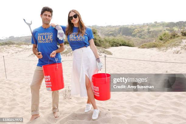 Adrian Grenier and Katharine McPhee attend Beach Cleanup with World Surf League Pure and Wildcoast hosted by Shiseido Blue Project and Adrian Grenier...
