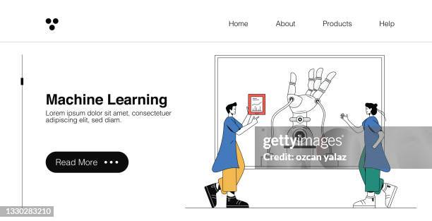 modern flat design concept of machine learning with. - engineering office background stock illustrations