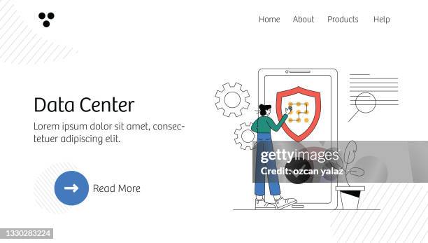 modern flat design concept of data center with. - server technician stock illustrations