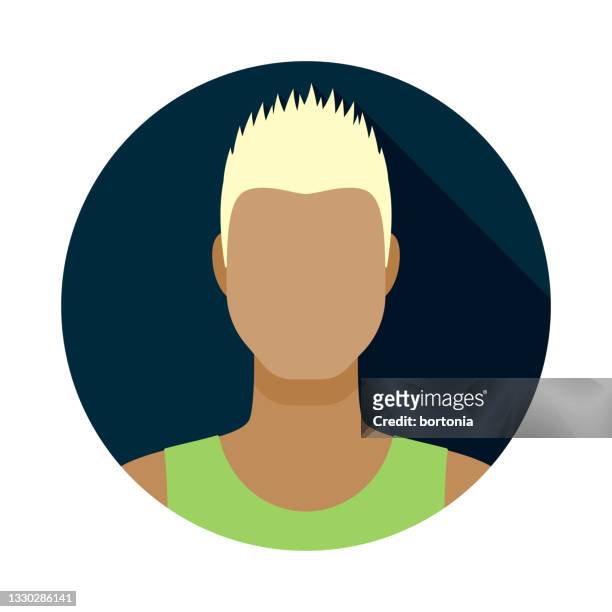 männliches avatar-symbol - spitzhaarfrisur stock-grafiken, -clipart, -cartoons und -symbole