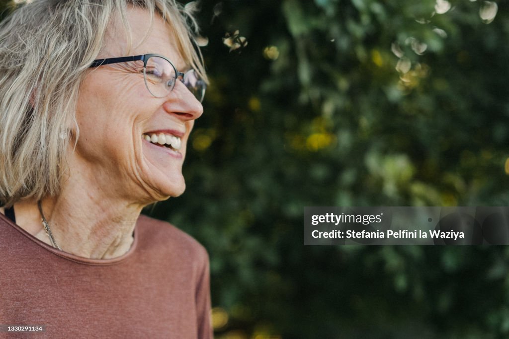 Side View of a Active Senior Woman