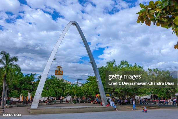 anapoima, colombia - the main town square in the andes town in the afternoon sunlight. copy space - cundinamarca stock pictures, royalty-free photos & images