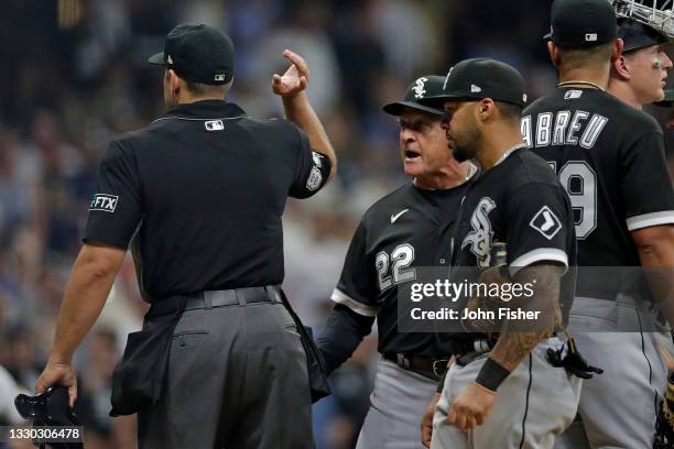 Tony La Russa of the Chicago White Sox is thrown out of the game in the seventh inning against the Milwaukee Brewers at American Family Field on July...