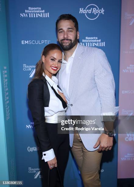 Haley Kalil and Matt Kalil attend the Sports Illustrated Swimsuit celebration of the launch of the 2021 Issue at Seminole Hard Rock Hotel & Casino on...