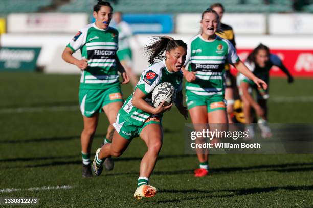 Lucy Brown during the round two Farah Palmer Cup match between Manawatu and Taranaki at Central Energy Trust Arena, on July 24 in Palmerston North,...