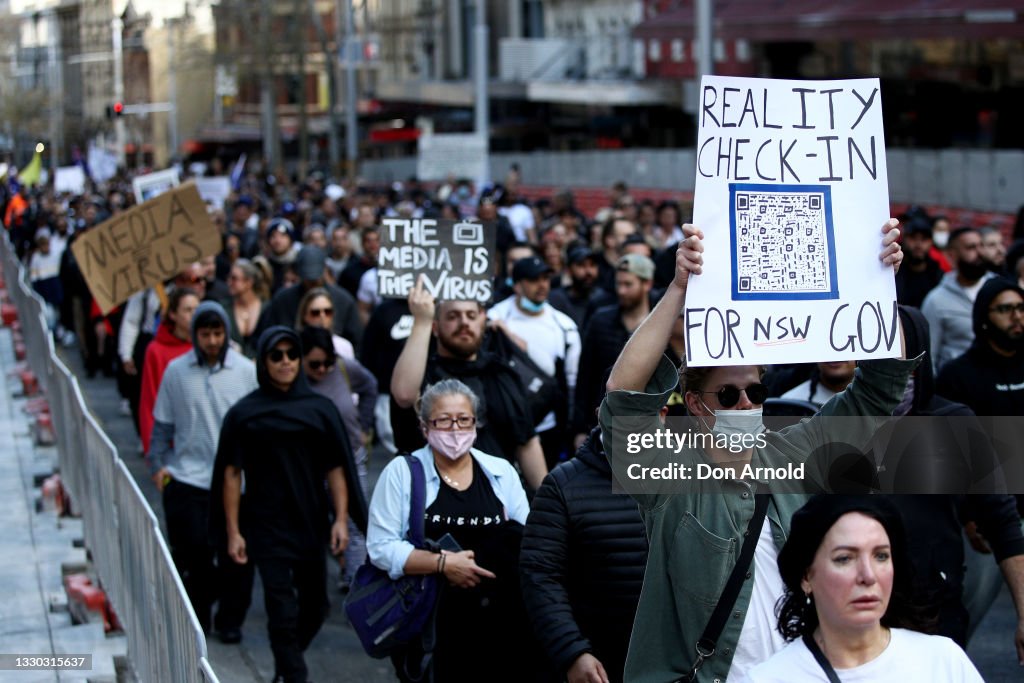 Australian Anti-Lockdown Activists Gather For "Freedom Rally"
