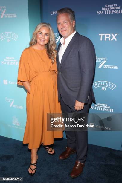 Day and Ross Levinsohn attend Sports Illustrated Swimsuit 2021 Issue Cover Reveal Party - at Seminole Hard Rock Hotel & Casino on July 23, 2021 in...