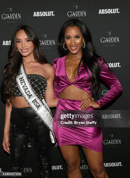 Miss Nevada USA 2021 Kataluna Enriquez and Miss Nevada USA 2019 Tianna Tuamoheloa attend a celebration honoring Enriquez as Miss USA's first...