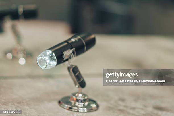 hair microscope. diagnostics hair and scalp. trihoskopiya - consultation lake stock pictures, royalty-free photos & images