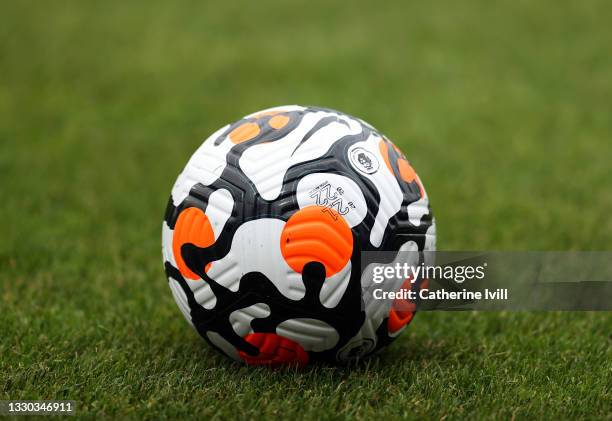 View of t he Nike Flight ball for the 2021 / 22 Premier League Season ahead of the Pre-Season Friendly between Stevenage and Crystal Palace at The...
