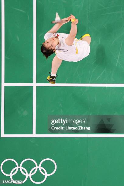 Matsumoto Mayu and Nagahara Wakana of Team Japan compete against Doha Hany and Hadia Hosny of Team Egypt during a Women’s Doubles Group B match on...