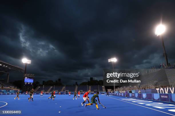 General view inside the stadium as Ryan Cowen Julius of Team South Africa and Rupert Scott Shipperley of Team Great Britain battle for the ball...