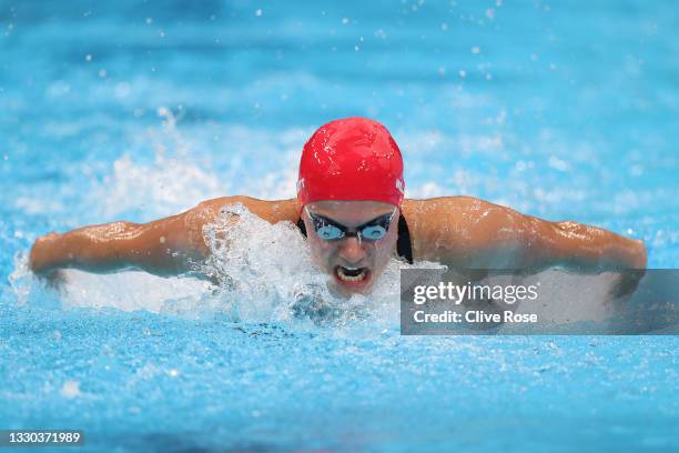 Aimee Willmott of Team Great Britain competes in heat three of the Women's 400m Individual Medley on day one of the Tokyo 2020 Olympic Games at Tokyo...