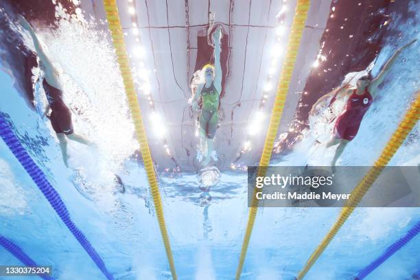 Mollie O'Callaghan of Team Australia competes in heat two of the Women's 4 x 100m Freestyle Relay on day one of the Tokyo 2020 Olympic Games at Tokyo...