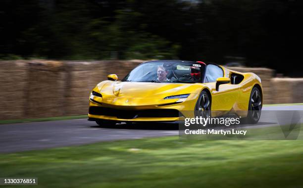 The Ferrari SF90 Spider seen at Goodwood Festival of Speed 2021 on July 8th in Chichester, England. The annual automotive event is hosted by Lord...