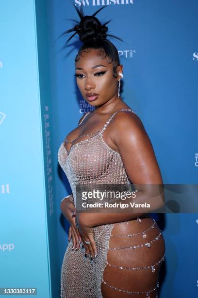 Megan Thee Stallion attends the Sports Illustrated Swimsuit celebration of the launch of the 2021 Issue at Seminole Hard Rock Hotel & Casino on July...