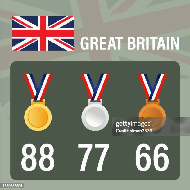 great britain medals count board - union jack circle stock illustrations