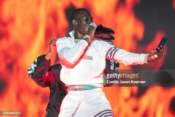 Bobby Shmurda performs onstage during Day 1 at Rolling Loud Miami 2021 at Hard Rock Stadium on July 23, 2021 in Miami Gardens, Florida.