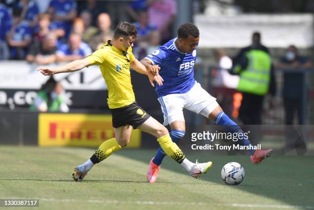 Jonny Smith of Burton Albion challenges Ryan Bertrand of Leicester City during the Pre-Season Friendly match between Burton Albion and Leicester City...