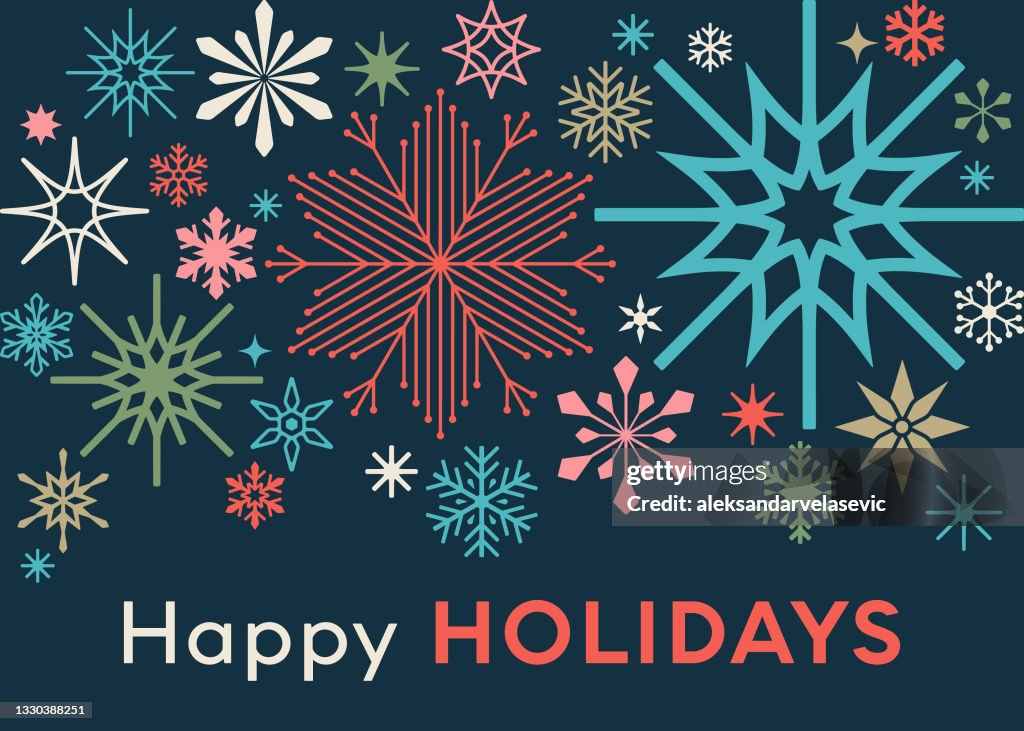 Modern Graphic Snowflake Holiday Card Background