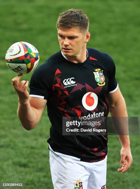 Owen Farrell of British & Irish Lions warms up prior to the 1st Test between South Africa & British & Irish Lions at Cape Town Stadium on July 24,...