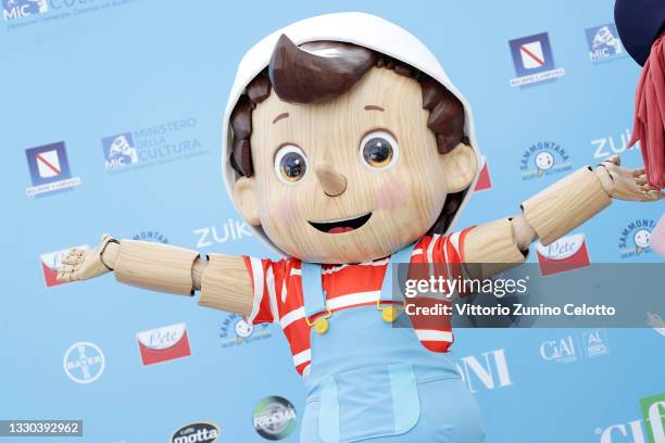 Pinocchio and friends attend the photocall at the Giffoni Film Festival 2021 on July 24, 2021 in Giffoni Valle Piana, Italy.