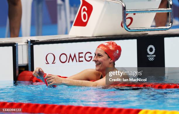 Aimee Willmott of Great Britain competes in the heats of the Women's 400m IM on day one of the Tokyo 2020 Olympic Games at Tokyo Aquatics Centre on...