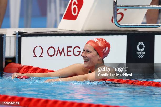 Aimee Willmott of Great Britain competes in the heats of the Women's 400m IM on day one of the Tokyo 2020 Olympic Games at Tokyo Aquatics Centre on...