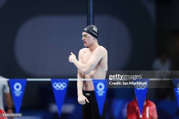 Lewis Clareburt of New Zealand competes in the heats of the Men's 400m IM on day one of the Tokyo 2020 Olympic Games at Tokyo Aquatics Centre on July...