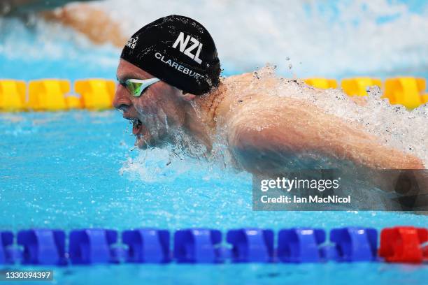 Lewis Clareburt of New Zealand competes in the heats of the Men's 400m IM on day one of the Tokyo 2020 Olympic Games at Tokyo Aquatics Centre on July...