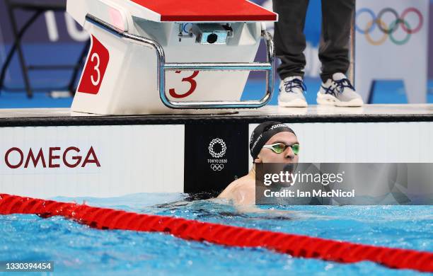 Lewis Clareburt of New Zealand competes in the heats of the Men's 400m IM on day one of the Tokyo 2020 Olympic Games at Tokyo Aquatics Centre on July...