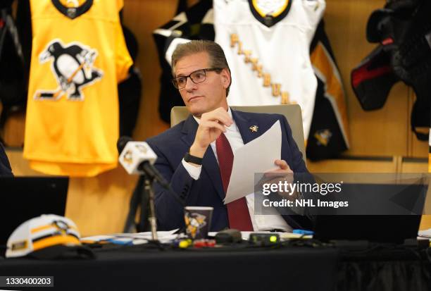 General Manager Ron Hextall of the Pittsburgh Penguins attends rounds 2-7 of the 2021 NHL Entry Draft at PPG Paints Arena on July 24, 2021 in...