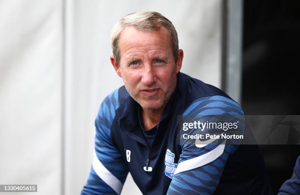 Birmingham City manager Lee Bowyer looks on prior to the pre-Season Friendly match between Northampton Town and Birmingham City at Sixfields on July...